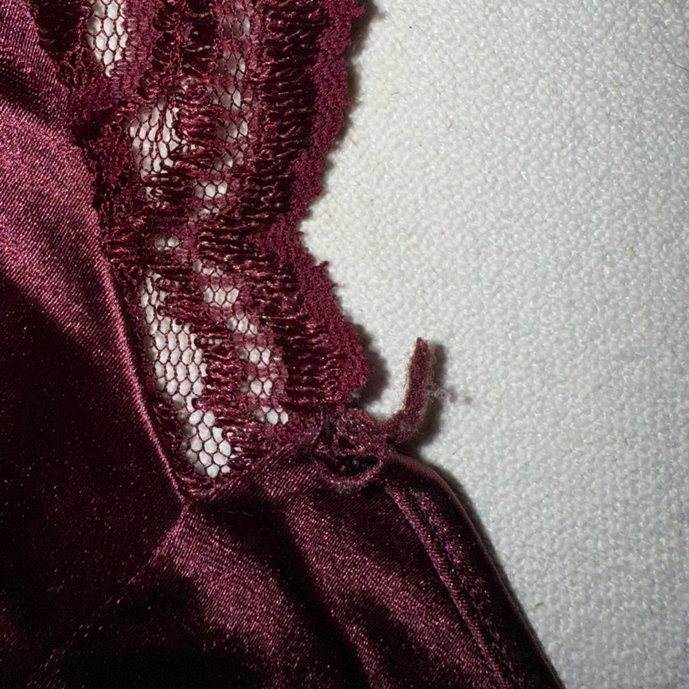 Whimsygoth romantic true vintage wine slip lace trim sexy satin slip - Picture 8 of 8